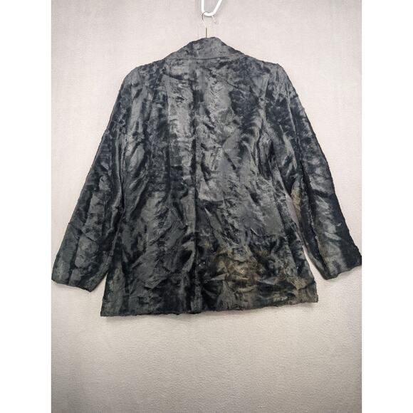 Vtg 50s 60s Fashion Wagon Jacket / Coat Minn. Woolen Mills Black Crushed Velvet - Picture 8 of 10